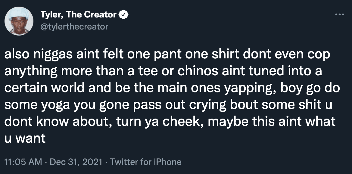 screenshot of tyler the creator tweet 5