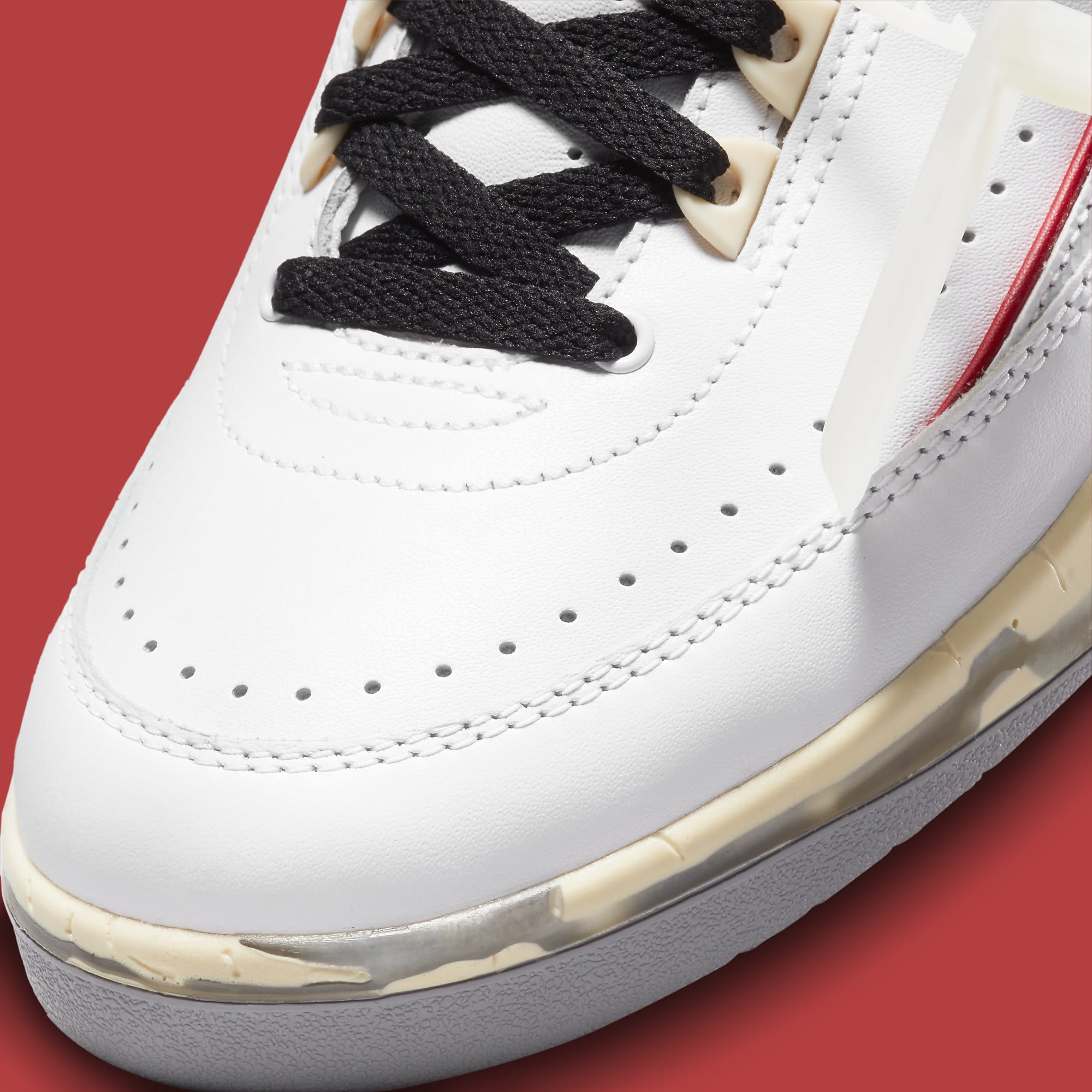 Off-White x Air Jordan 2 II Low White Varsity Red Release Date DJ4375-106 Toe Detail