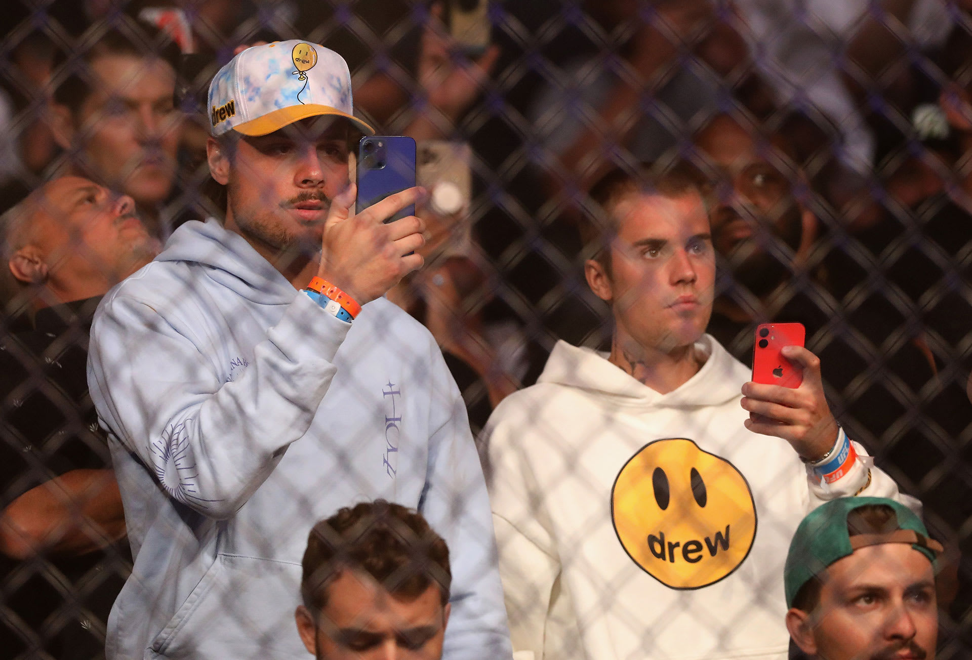 Auston Matthews and Justin Bieber at a UFC fight