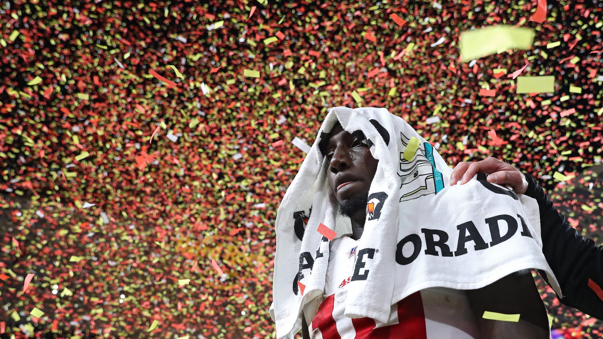 Deebo Samuel #19 of the San Francisco 49ers reacts after losing in Super Bowl LIV.