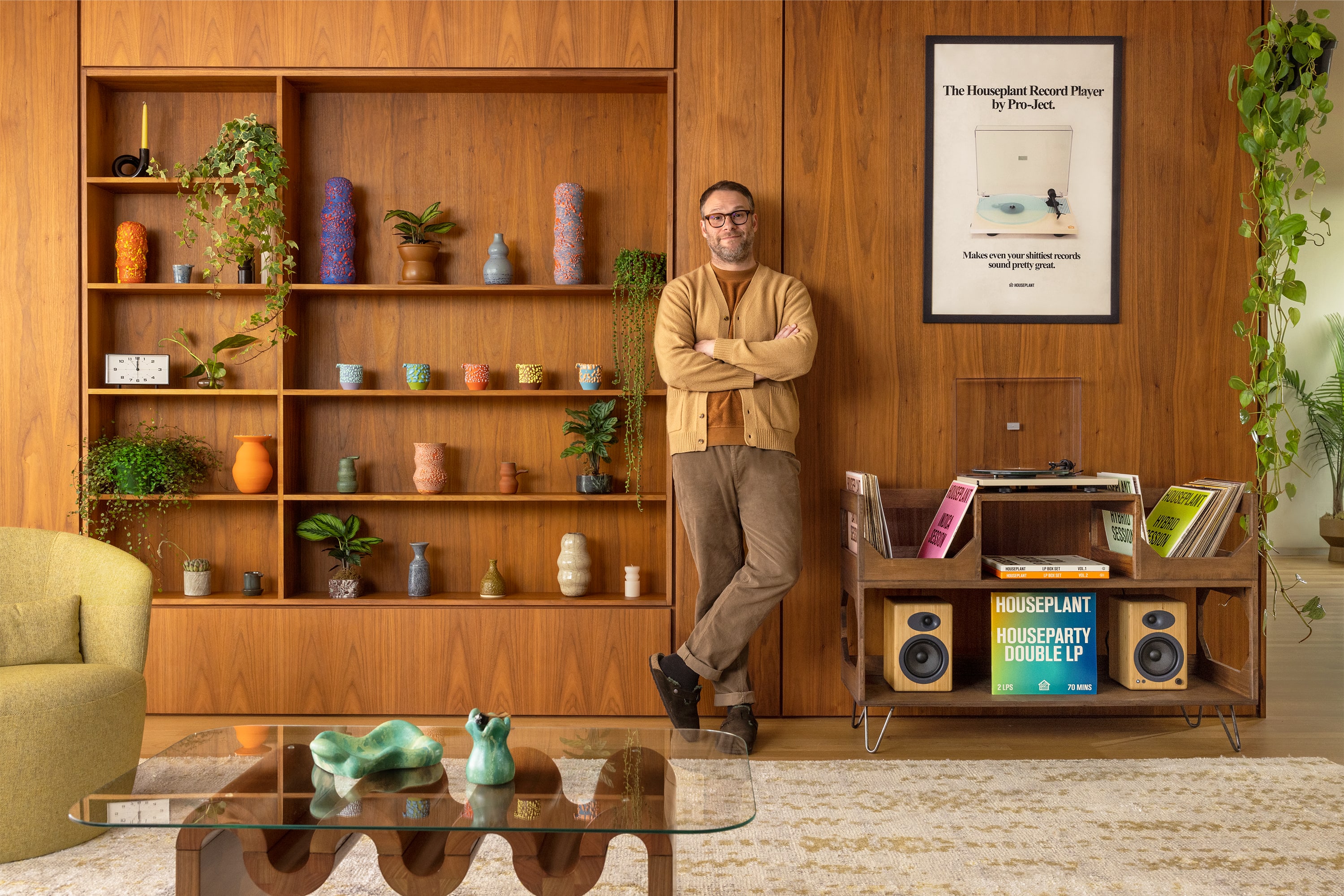 Seth Rogen is pictured at his Houseplant space