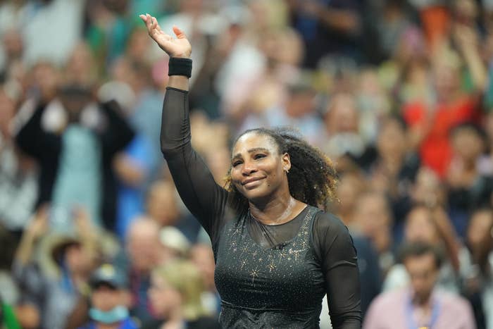 Serena Williams waves to crowd at 2022 US Open in New York during her last match