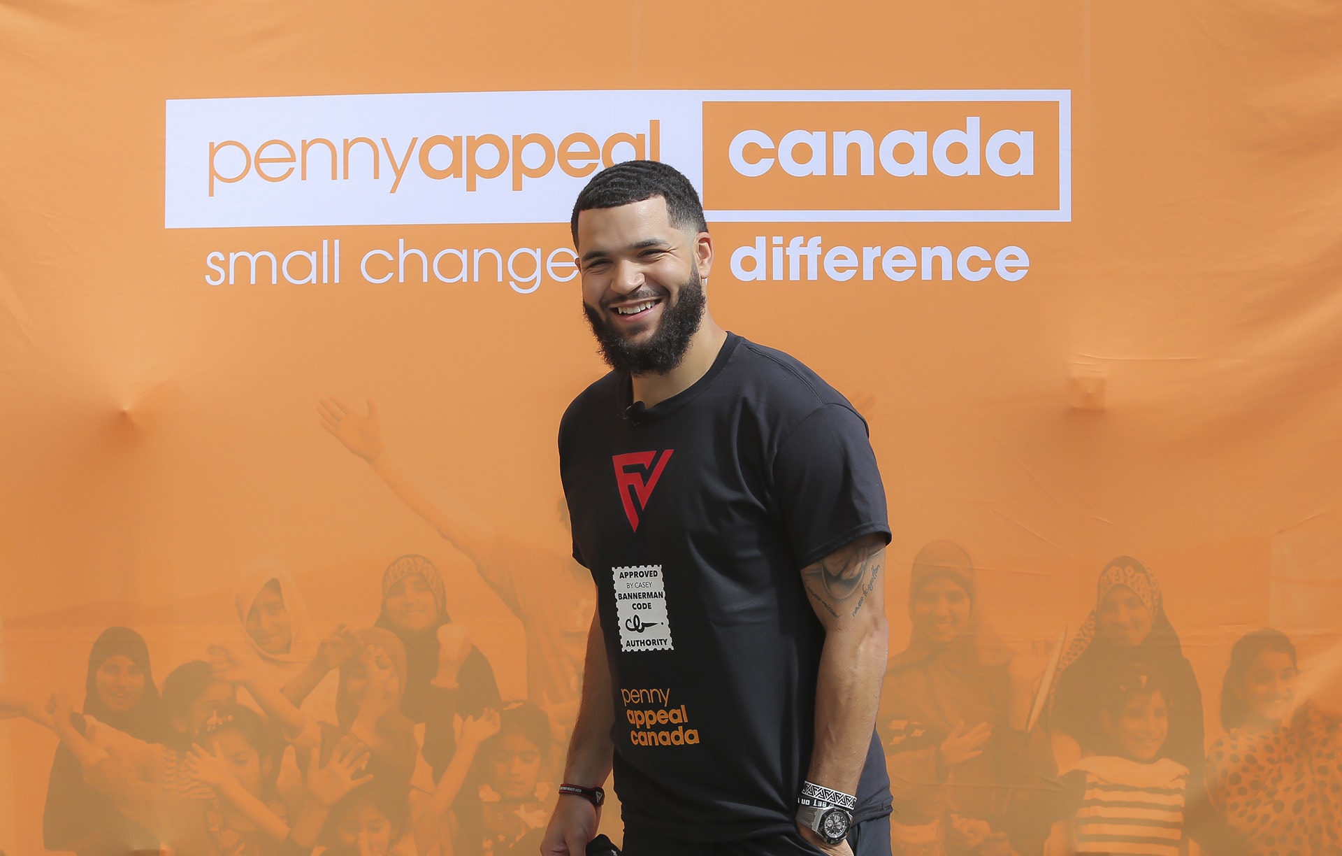 Fred VanVleet at event donating 1,000 basketballs to at-risk students