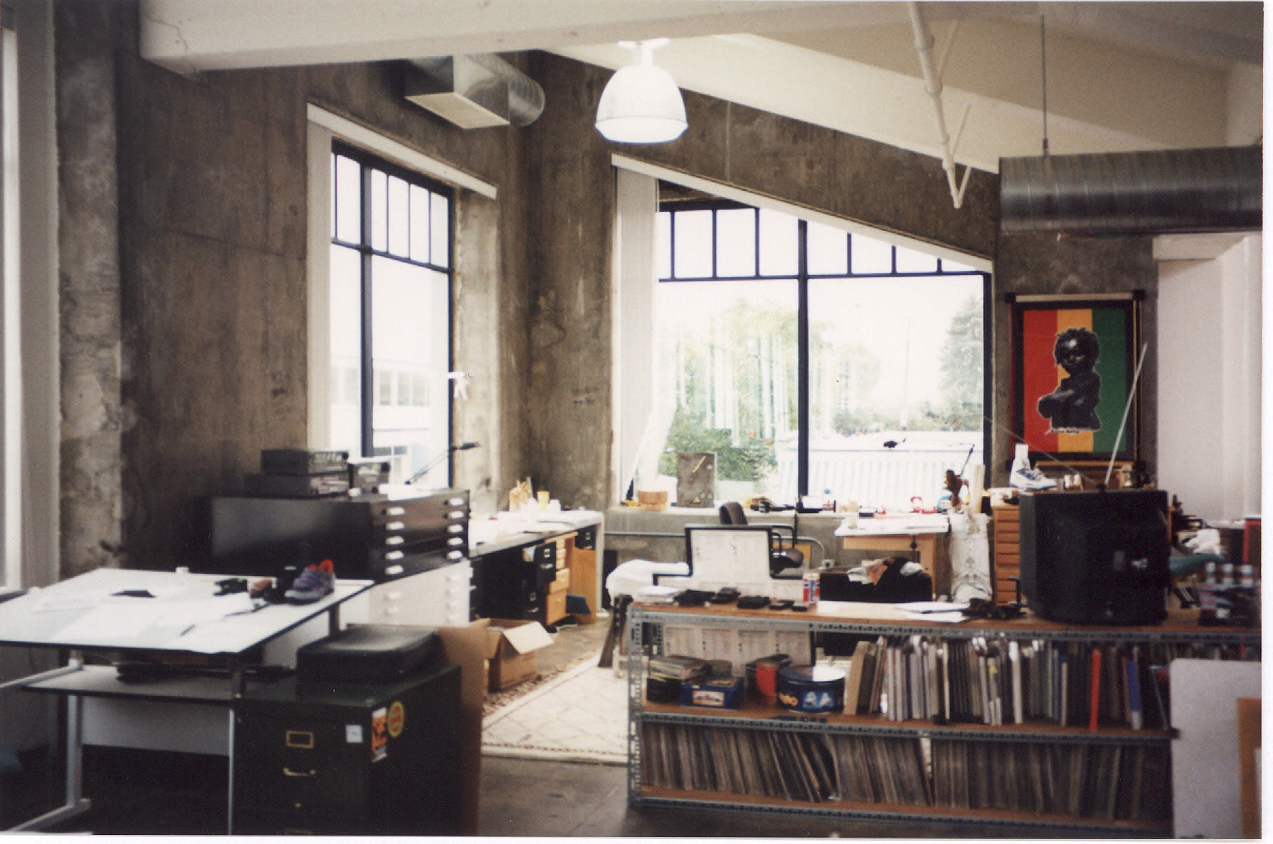 Moore&#x27;s working area at the Adidas America office in Portland in 1990