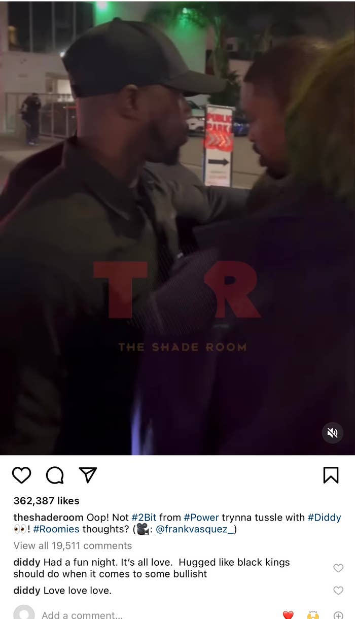 Diddy in a comment shared on theshaderoom post about an altercation with Power Actor Michael J Ferguson