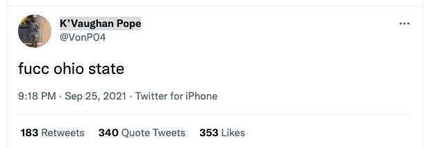 K'Vaughan Pope tweet