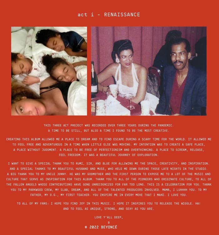 Beyonce message from website about album