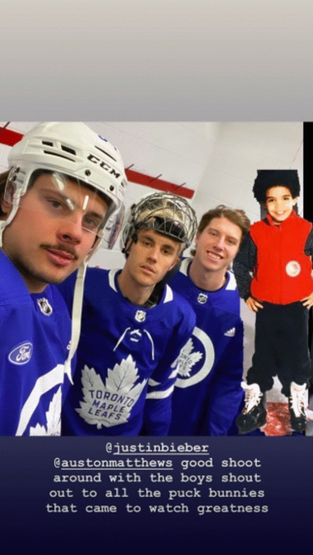 Some photos of Justin Bieber at the season's last Leafs game