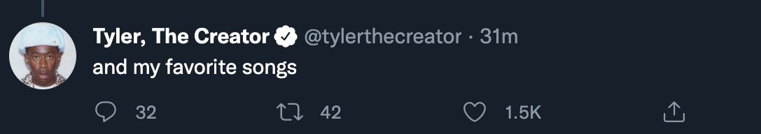 screenshot of tyler the creator tweet 2
