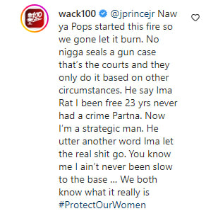 Wack 100 replies to J Prince Jr&#x27;s comment on Instagram