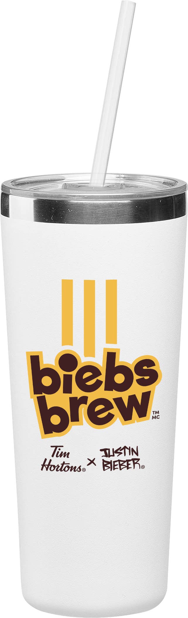 The Biebs Brew tumbler being launched by Justin Bieber and Tim Hortons