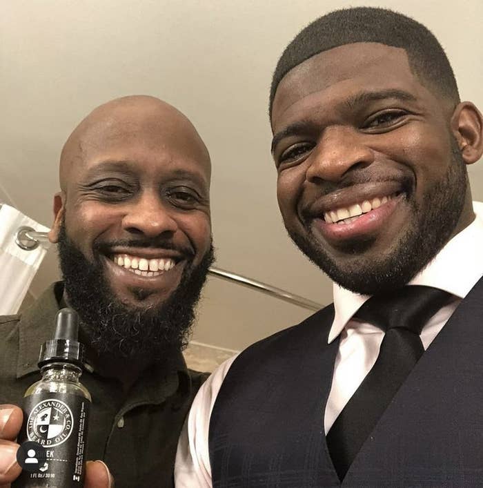 Barber Patrice Alexander hanging out with client PK Subban.