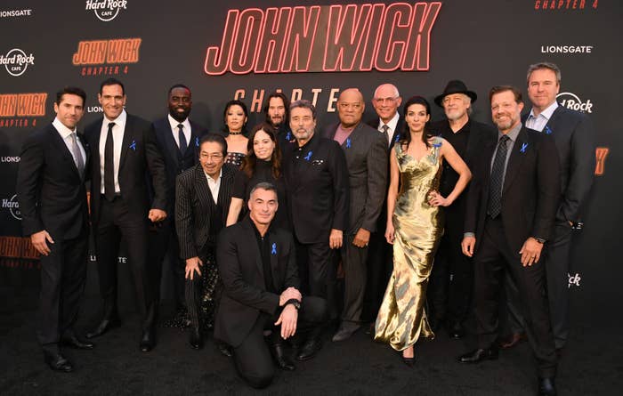 Cast of “John Wick: Chapter 4” take photo together at the Los Angeles premiere.