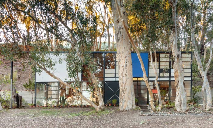 The Eames House, also known as Case Study House No. 8, in the Pacific Palisades neighborhood of Los Angeles