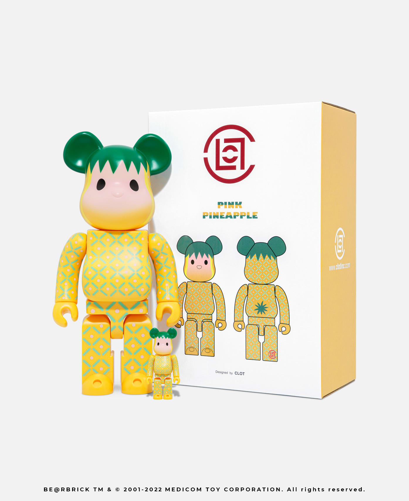 CLOT and MEDICOM TOY Partner Once Again for New Pink Pineapple BE@RBRICK  Collab | Complex