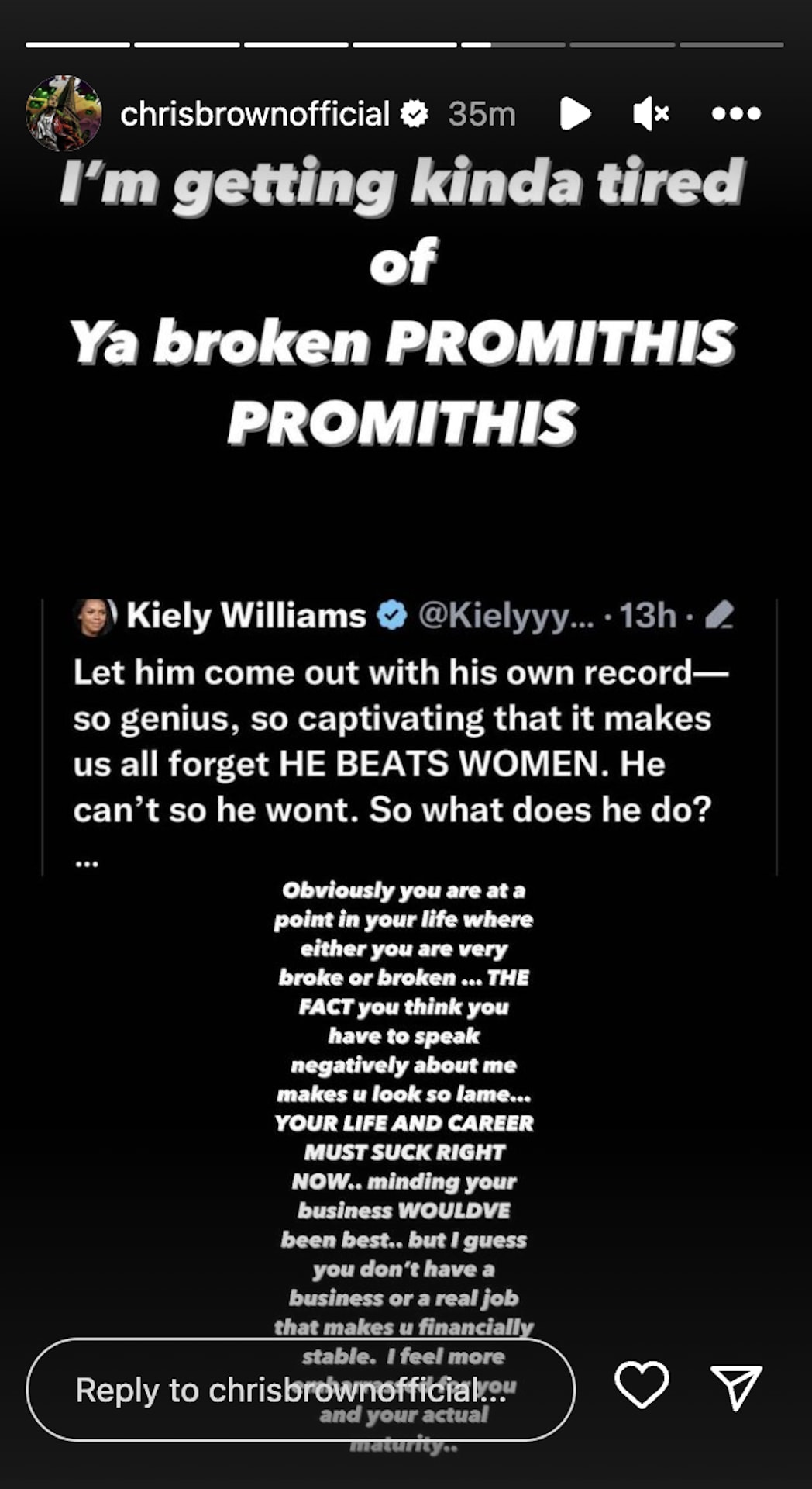 Screenshot of Chris Brown Instagram