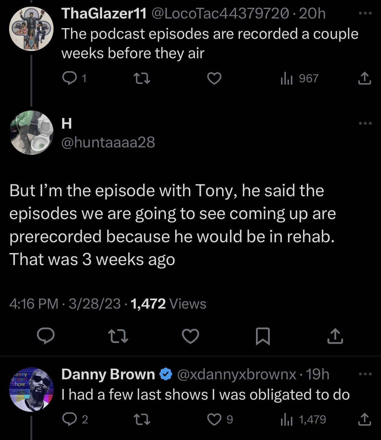 Danny Brown talking on twitter