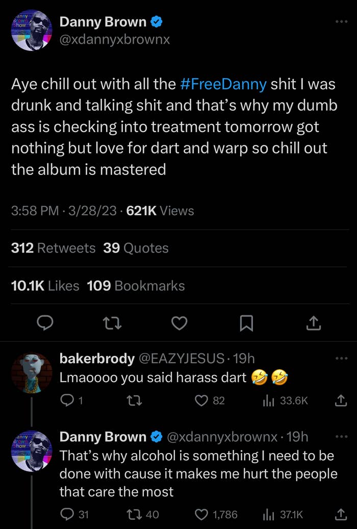 danny brown talking on twitter