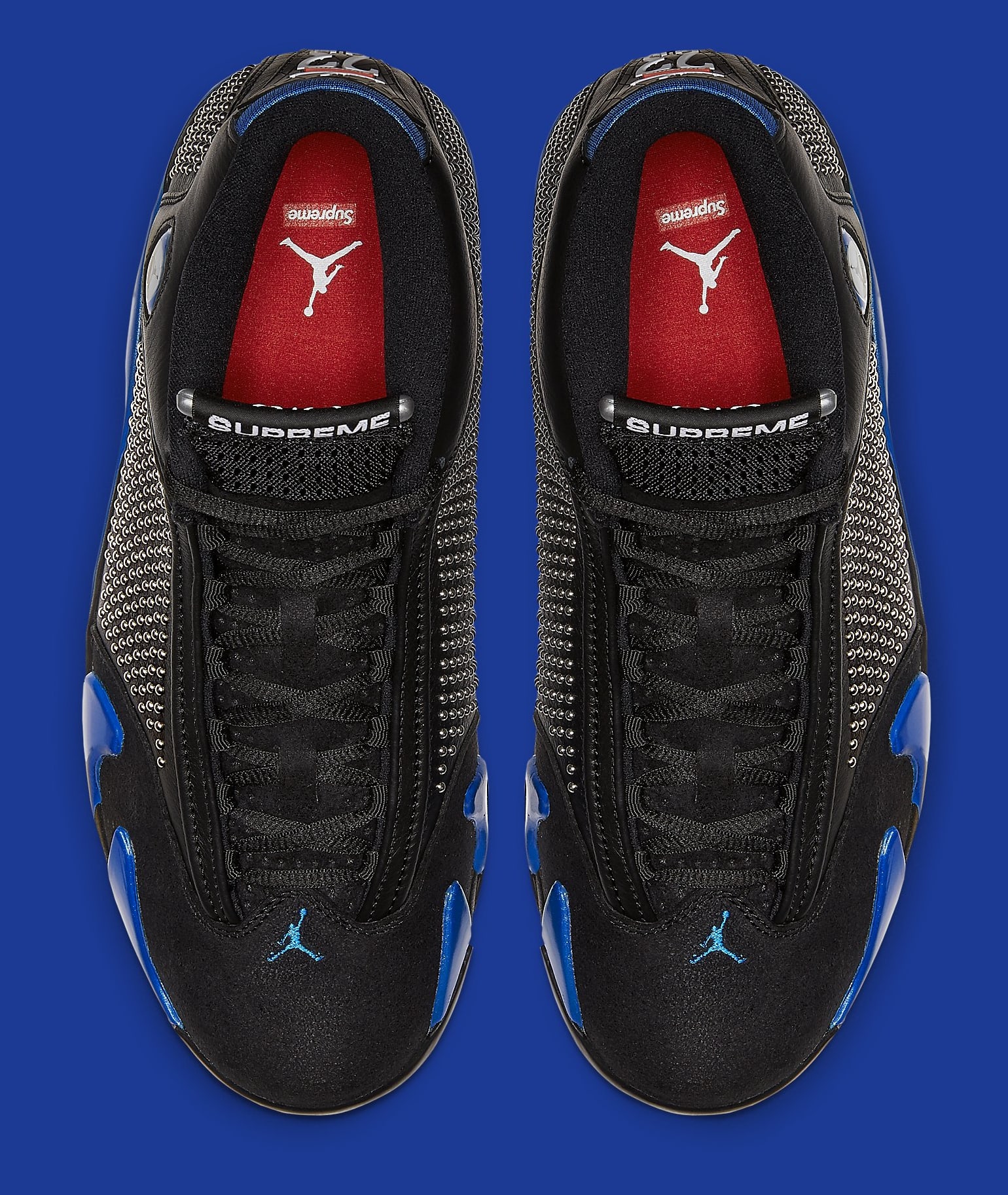 Supreme x Air Jordan 14 &#x27;Black/Game Royal&#x27; BV7630-004 Top