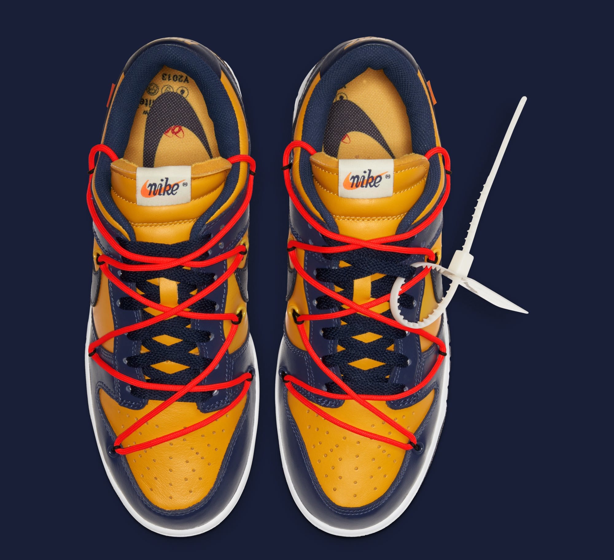 Off-White x Nike Dunk Low &#x27;University Gold/White/Midnight Navy&#x27; CT0856-700 (Top)
