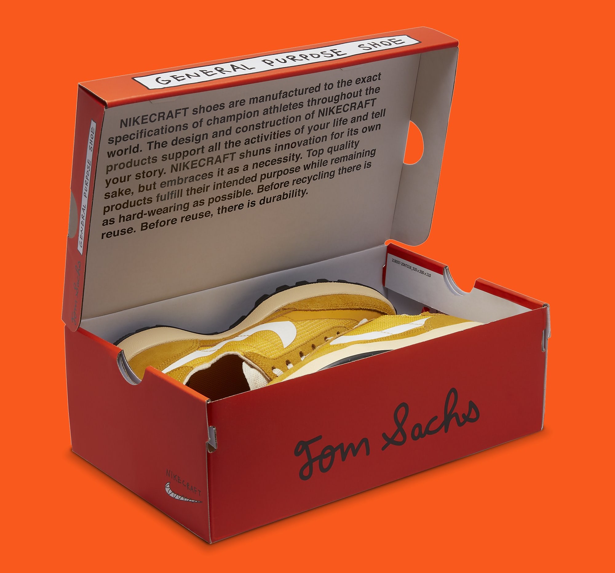 Tom Sachs x Nike General Purpose Shoe &#x27;Dark Sulfur&#x27; DA6672 700 Box