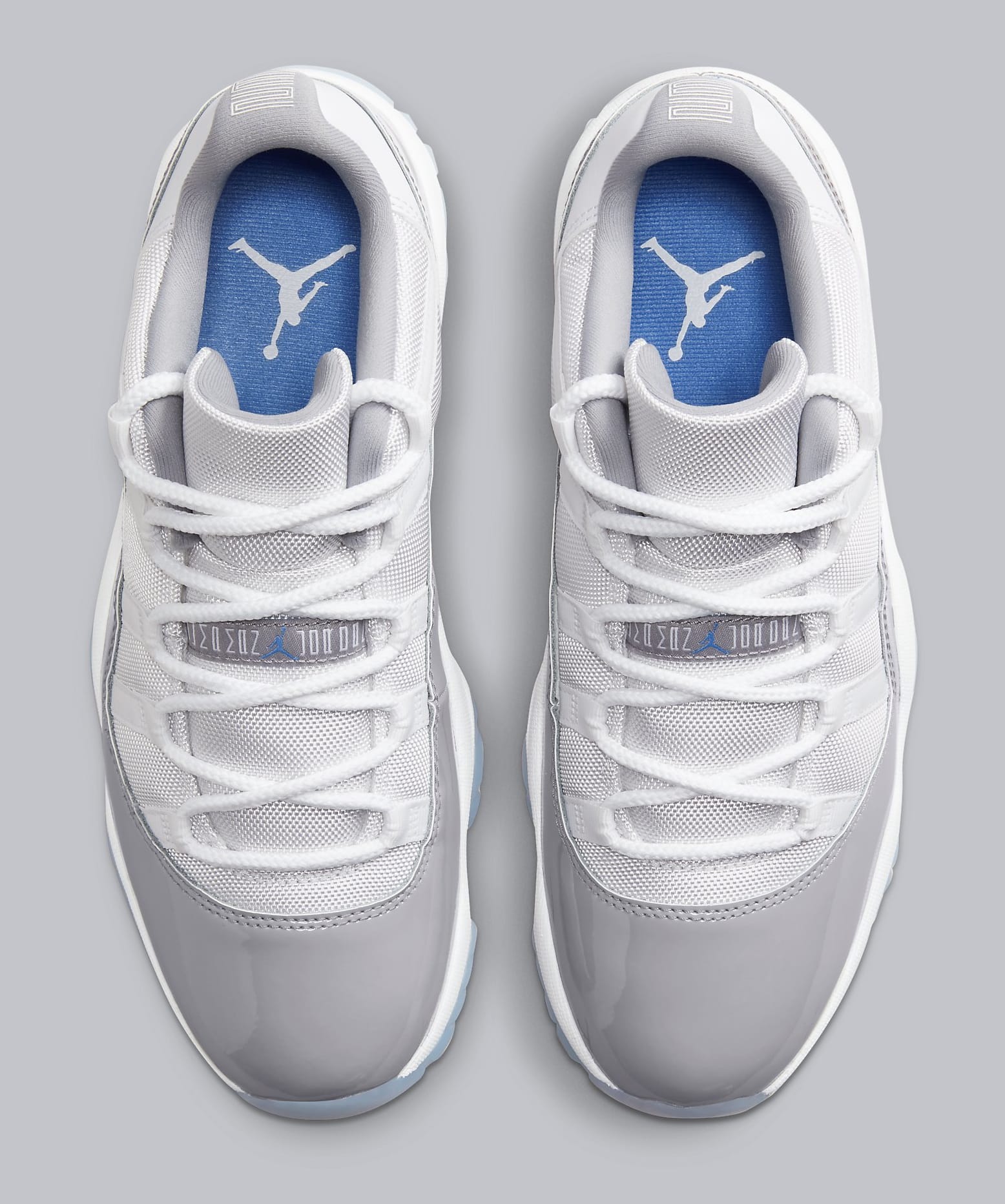 Low top 11s on sale blue and white