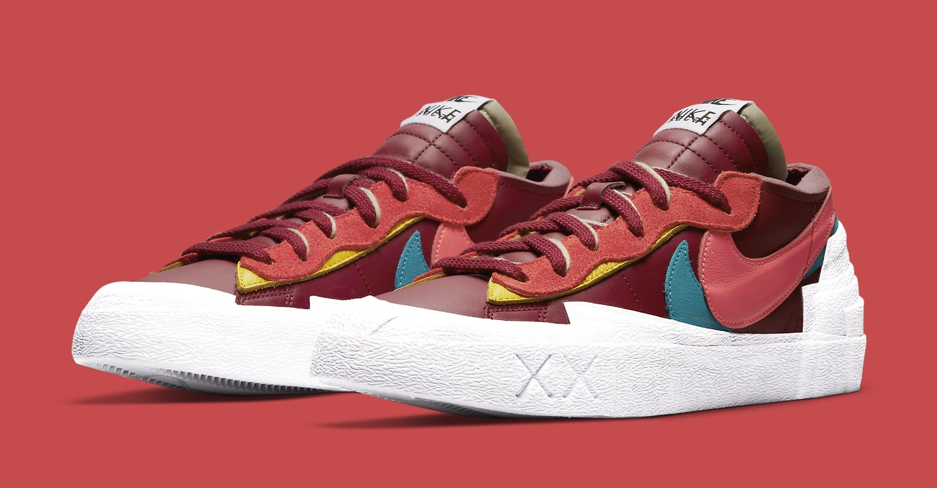 Kaws x Sacai x Nike Blazer Low &#x27;Red&#x27; DM7901 600 (Pair)