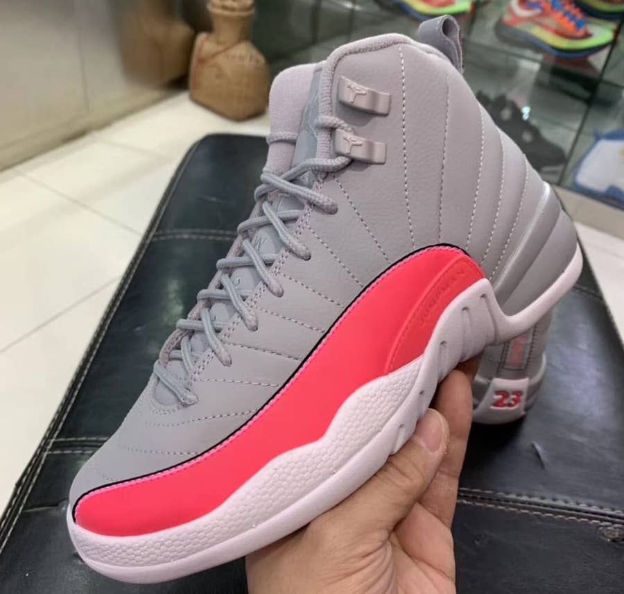 Pink and grey hot sale jordan 12s