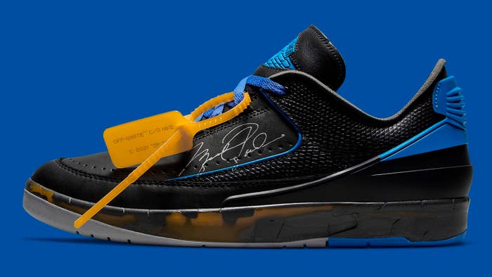 Off-White x Air Jordan 2 II Low Black Varsity Royal Release Date DJ4375-004 Profile