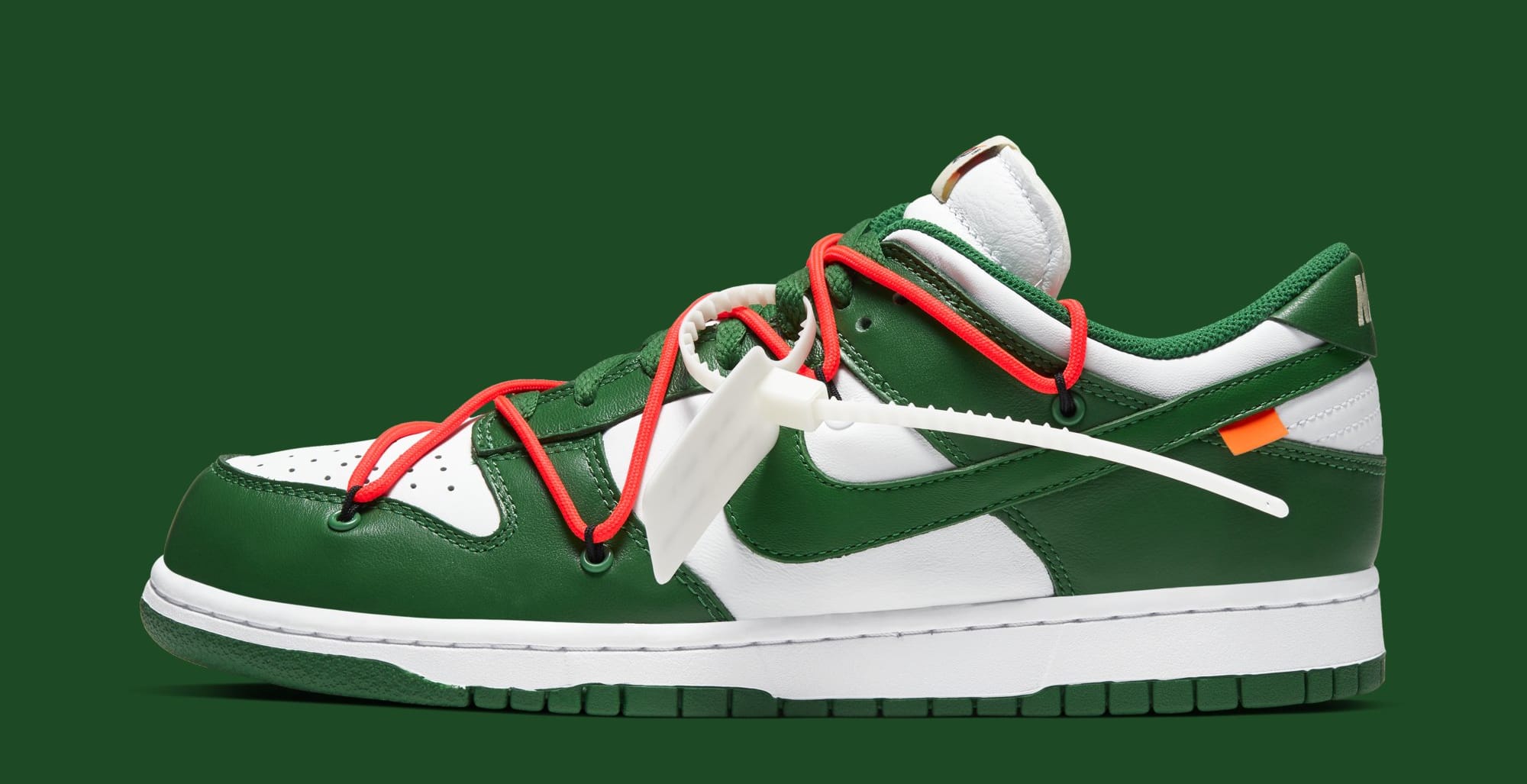 Off-White x Nike Dunk Low &#x27;White/Pine Green&#x27; CT0856-100 (Lateral)