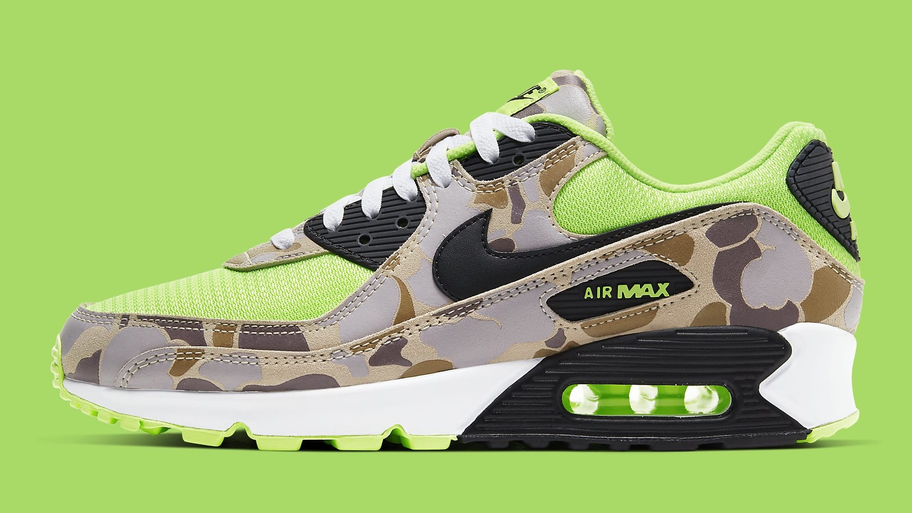 Nike Air Max 90 Volt Duck Camo Ghost Green Release Date CW4039-300 Profile