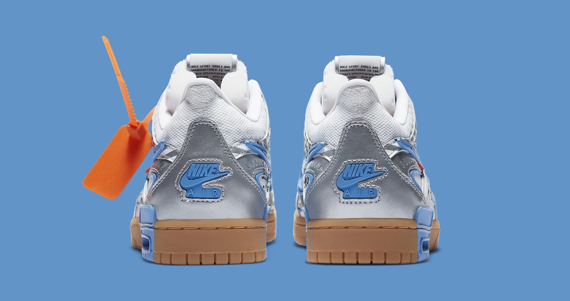 Off-White x Nike Air Rubber Dunk &#x27;University Blue&#x27; CU6015-100 Heel