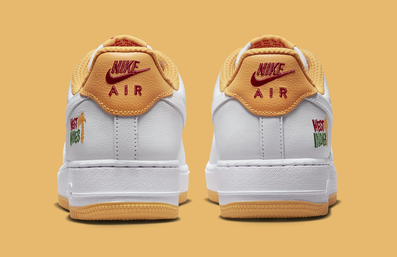 Nike Air Force 1 Low West Indies White Yellow Release Date DX1156-101 Heel