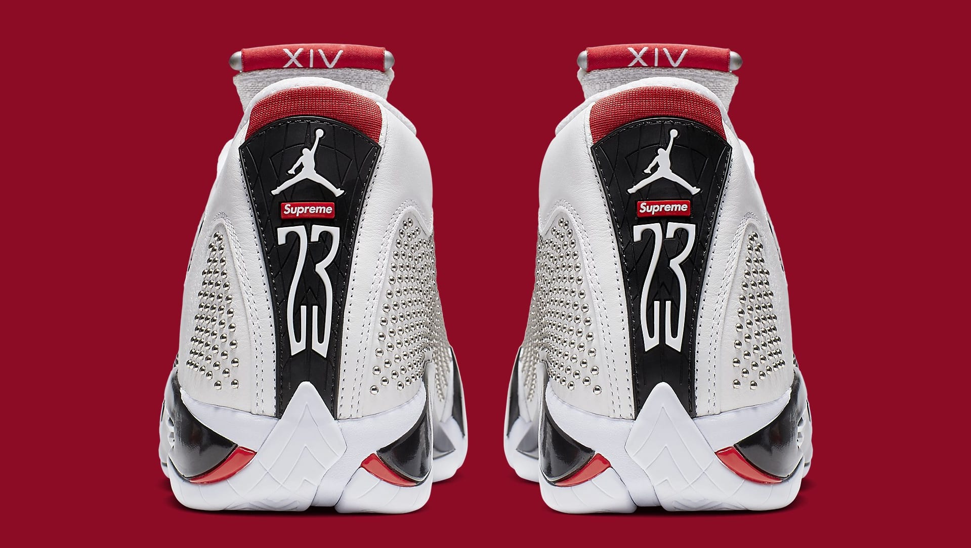 Supreme x Air Jordan 14 &#x27;White/University Red&#x27; BV7630-106 Heel