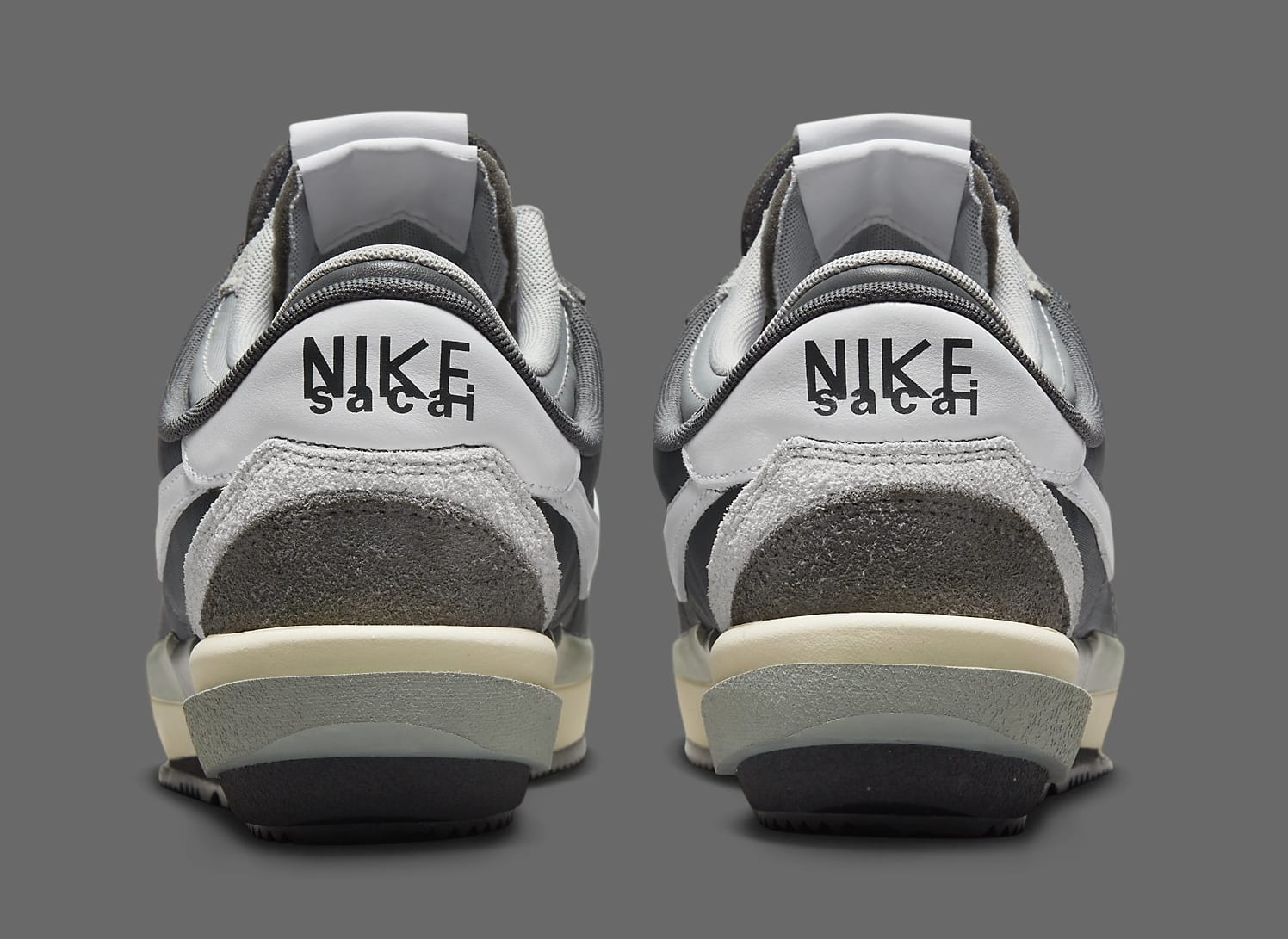 Sacai x Nike Zoom Cortez &#x27;Iron Grey&#x27; DQ0581 001 Heel