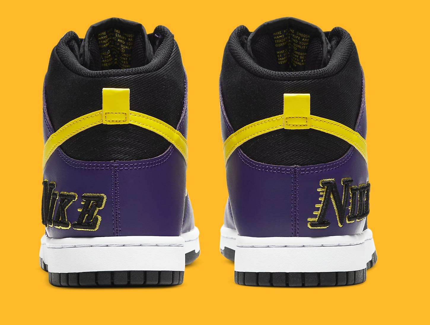Nike Dunk High PRM EMB &#x27;Lakers&#x27; DH0642-001 Heel