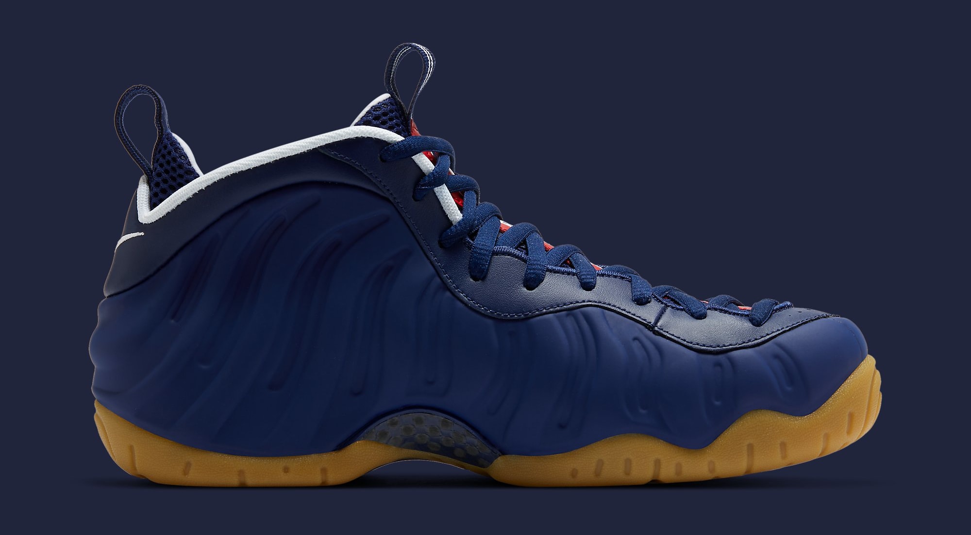 Navy blue best sale and white foamposites