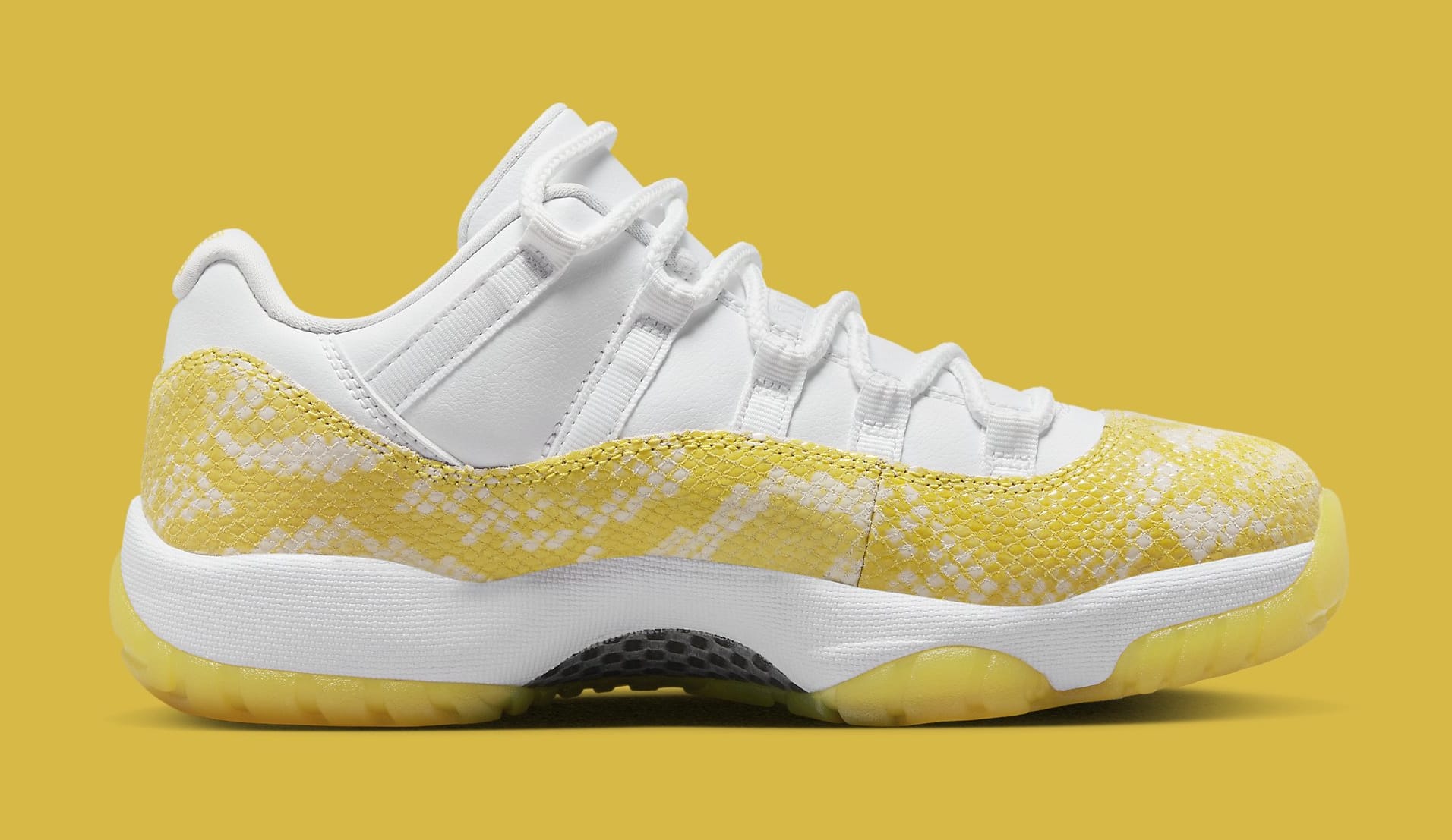 Air Jordan 11 Low Women&#x27;s &#x27;Yellow Snakeskin&#x27; AH7860 107 Medial