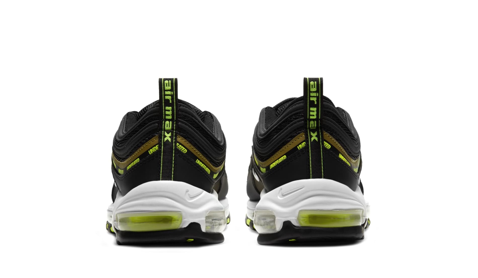 Undefeated x Nike Air Max 97 &#x27;Black/Volt&#x27; DC4830-001 (Heel)