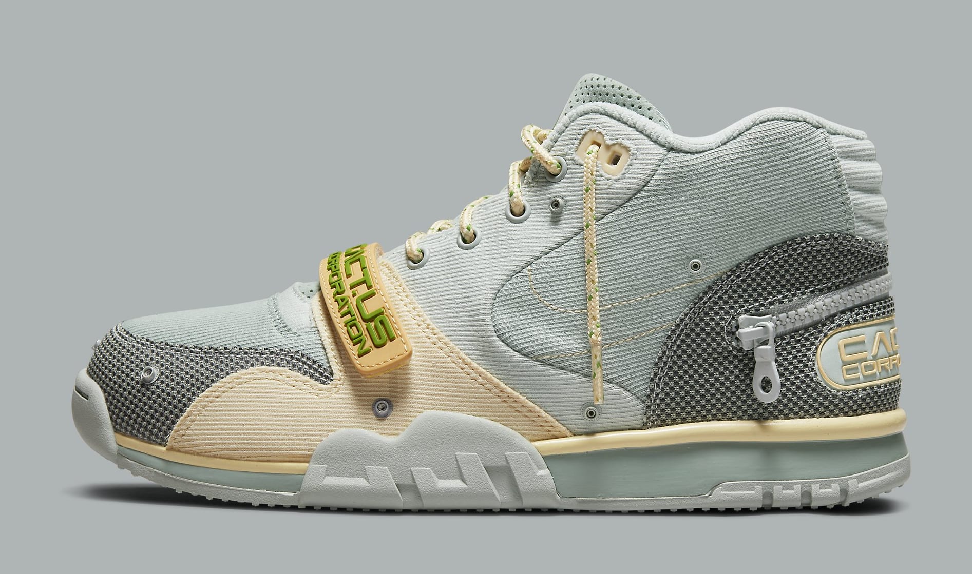 Travis Scott x Nike Air Trainer 1 &#x27;Grey Haze&#x27; DR7515 001 Lateral