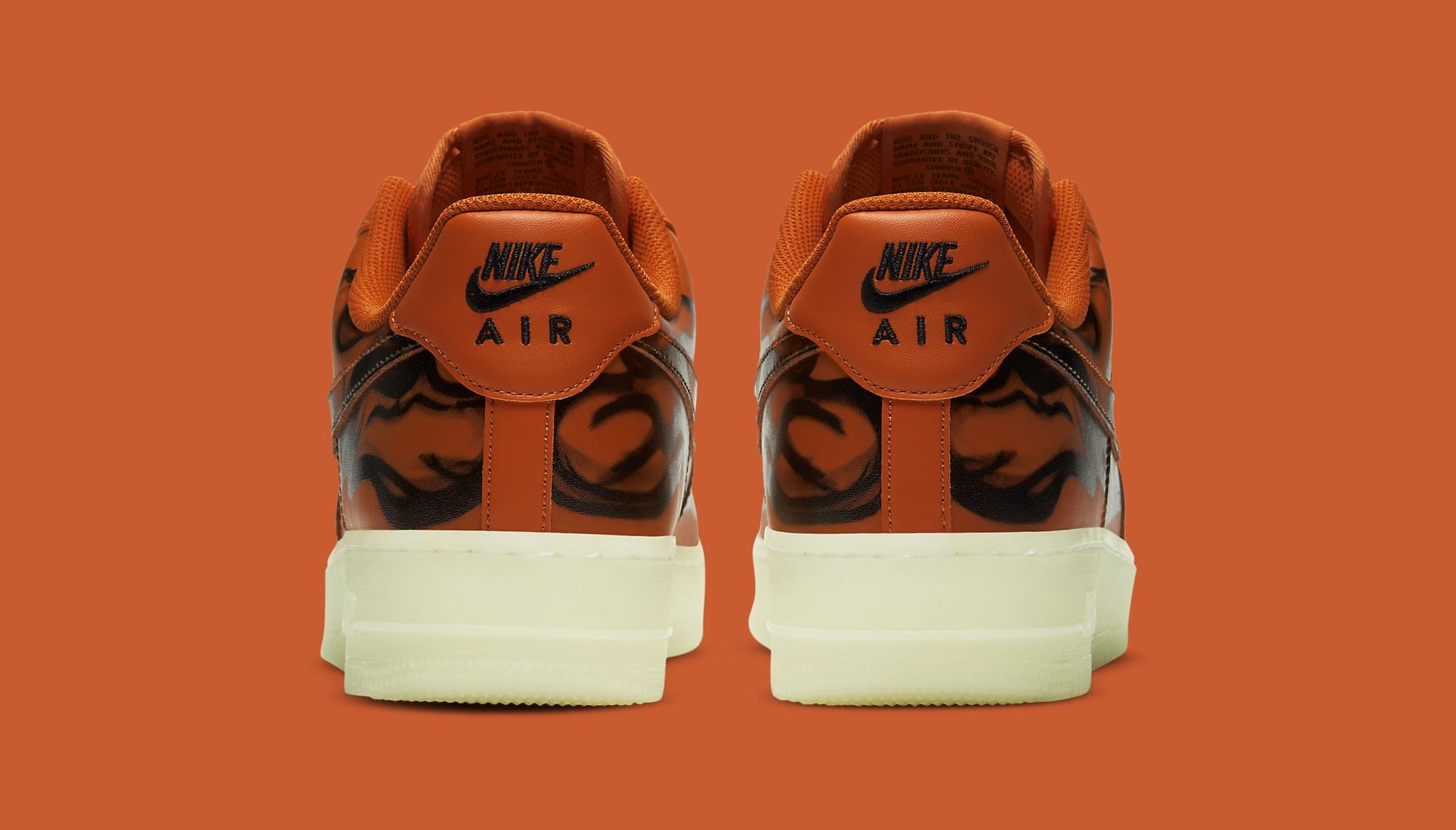 Nike Air Force 1 Low Skeleton &#x27;Orange&#x27; CU8067-800 Heel