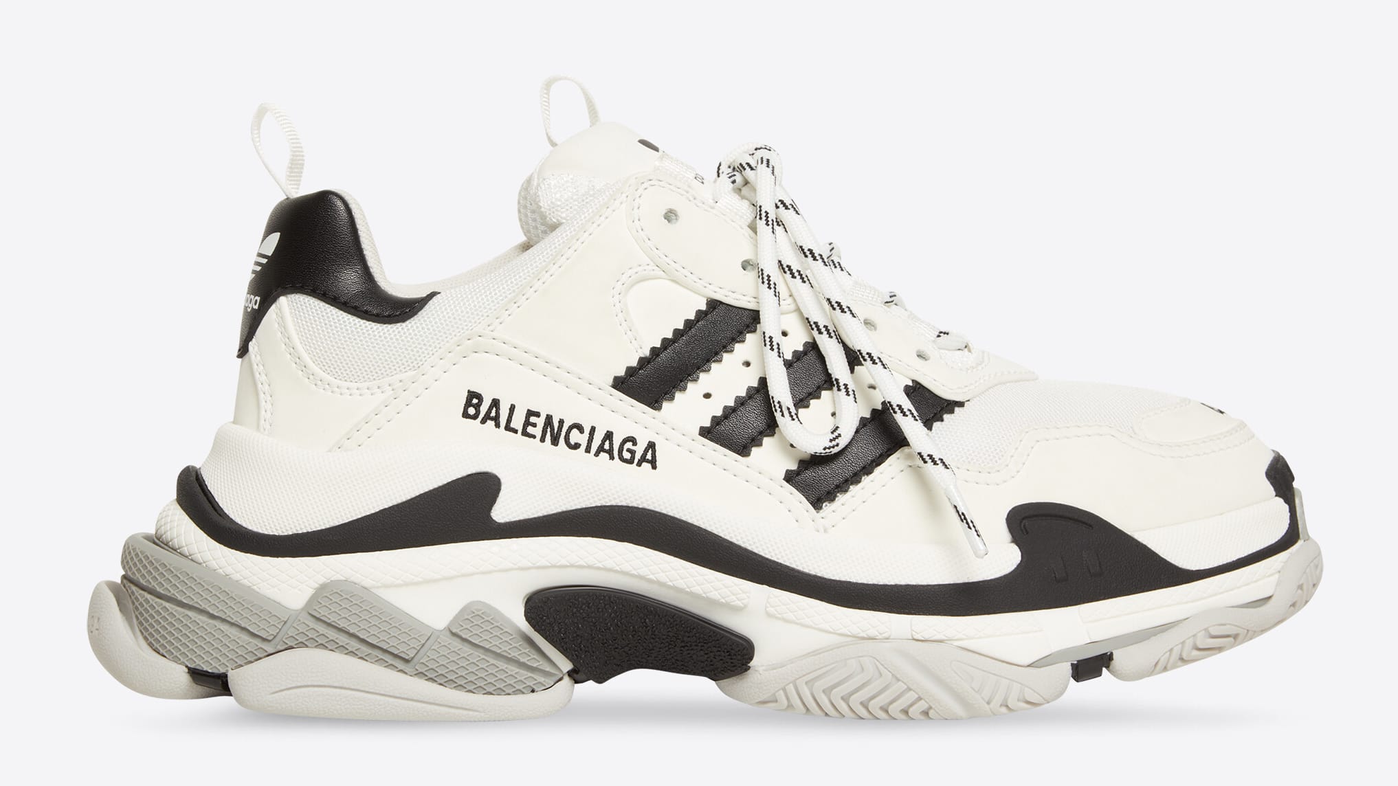 Adidas x Balenciaga Triple S White Black Profile