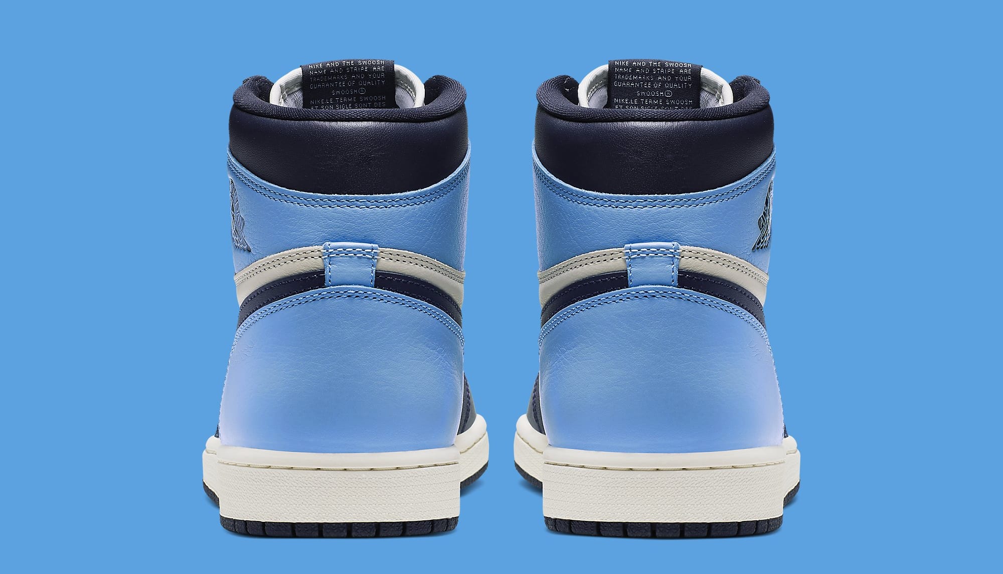 Air Jordan 1 &#x27;Sail/Obsidian-University Blue&#x27; 555088-140 (Heel)