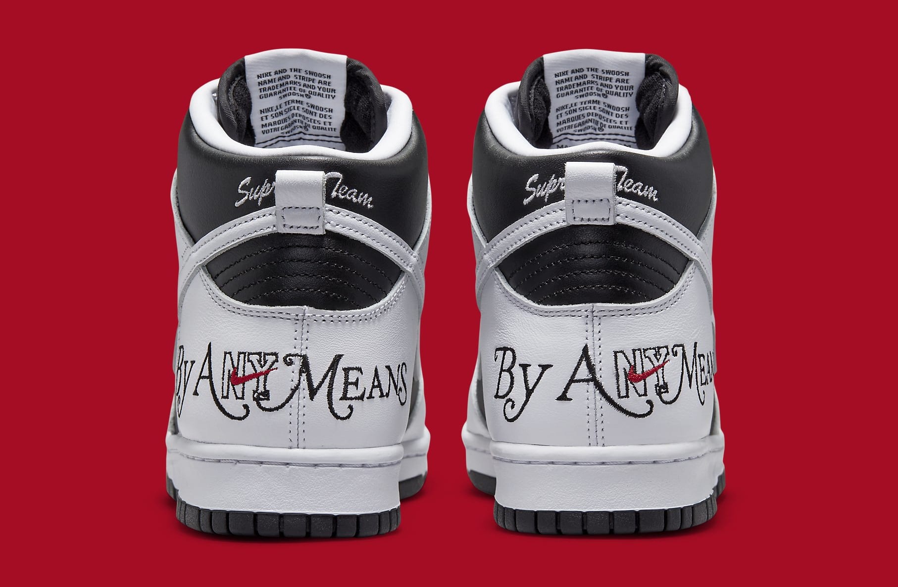 Release Details: Supreme x Nike SB Dunk High 'By Any Means' Black/White -  Sneaker Freaker