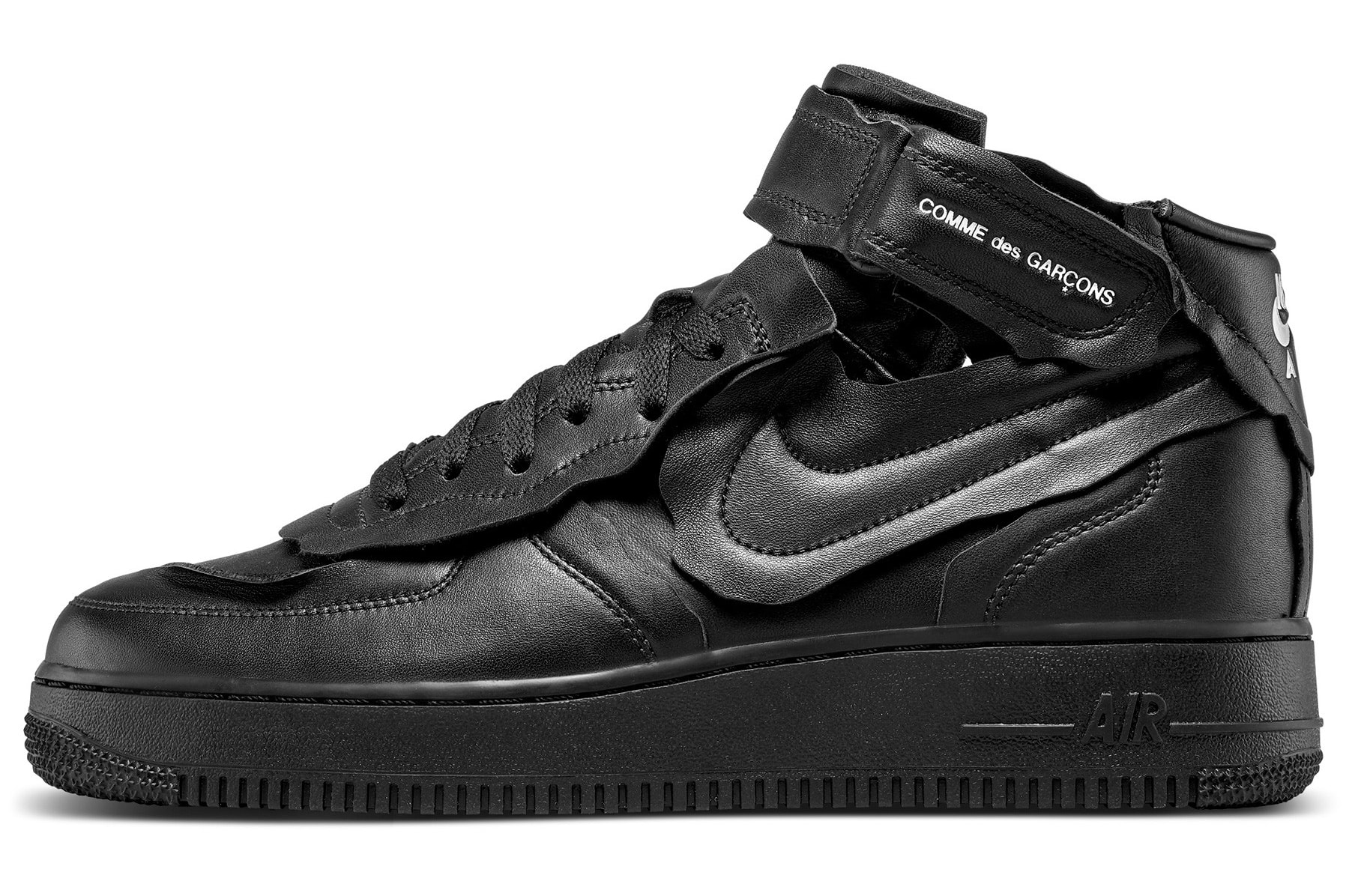 Comme Des Garcons x Nike Air Force 1 Mid &#x27;Black&#x27; F/W 20 Lateral