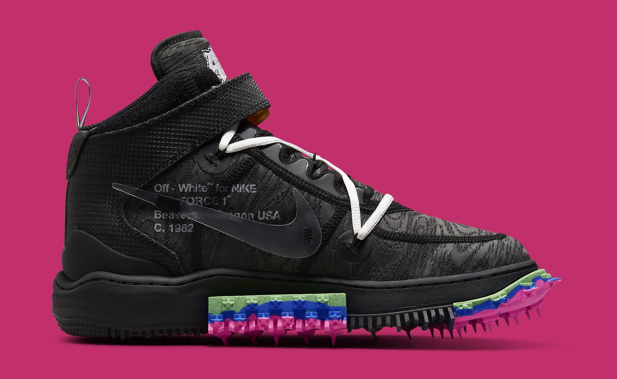 Off-White x Nike Air Force 1 Mid &#x27;Black&#x27; DO6290 001 Medial