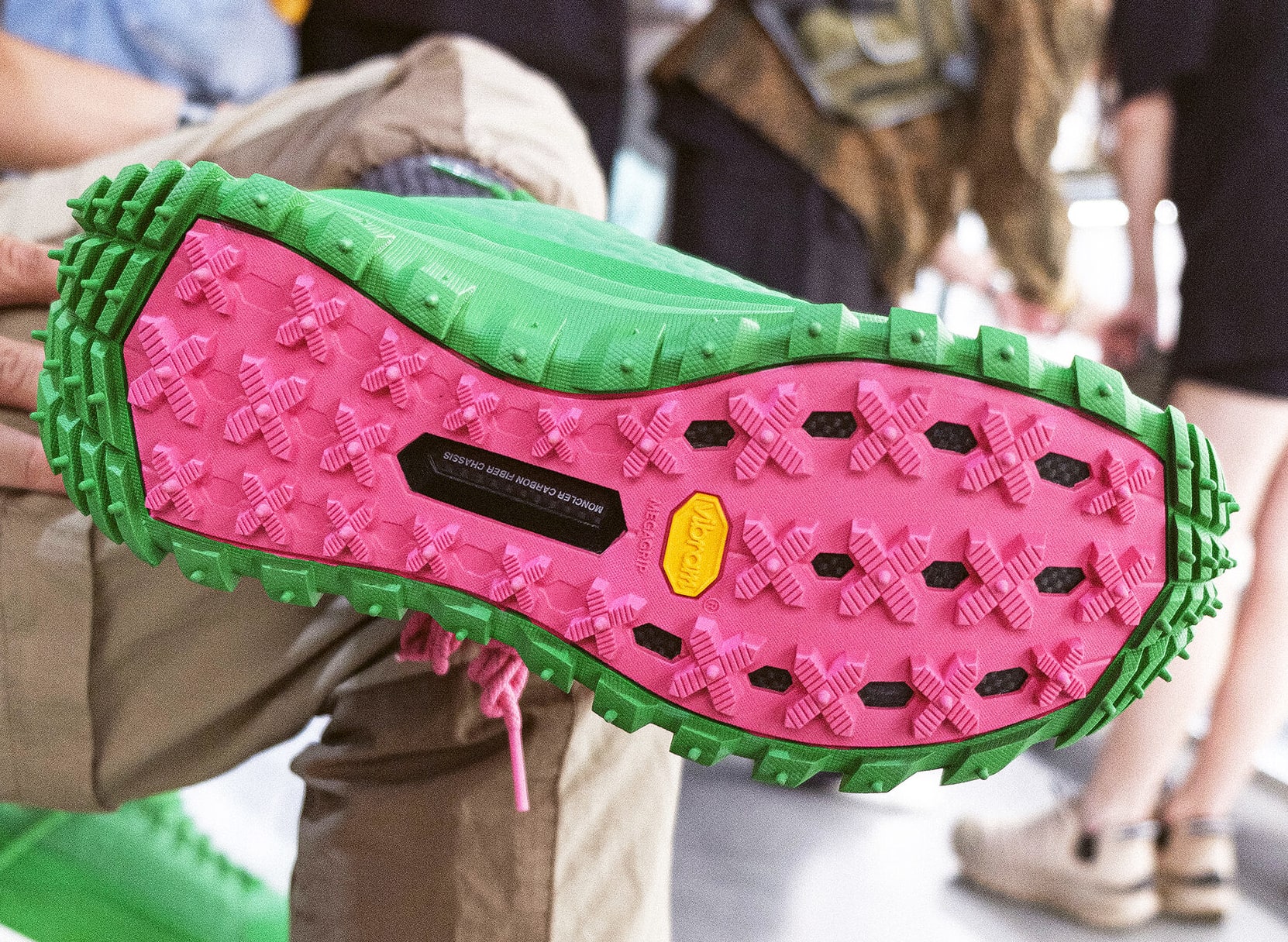Pink Vibram outsole on the Moncler Trail Grip sneaker
