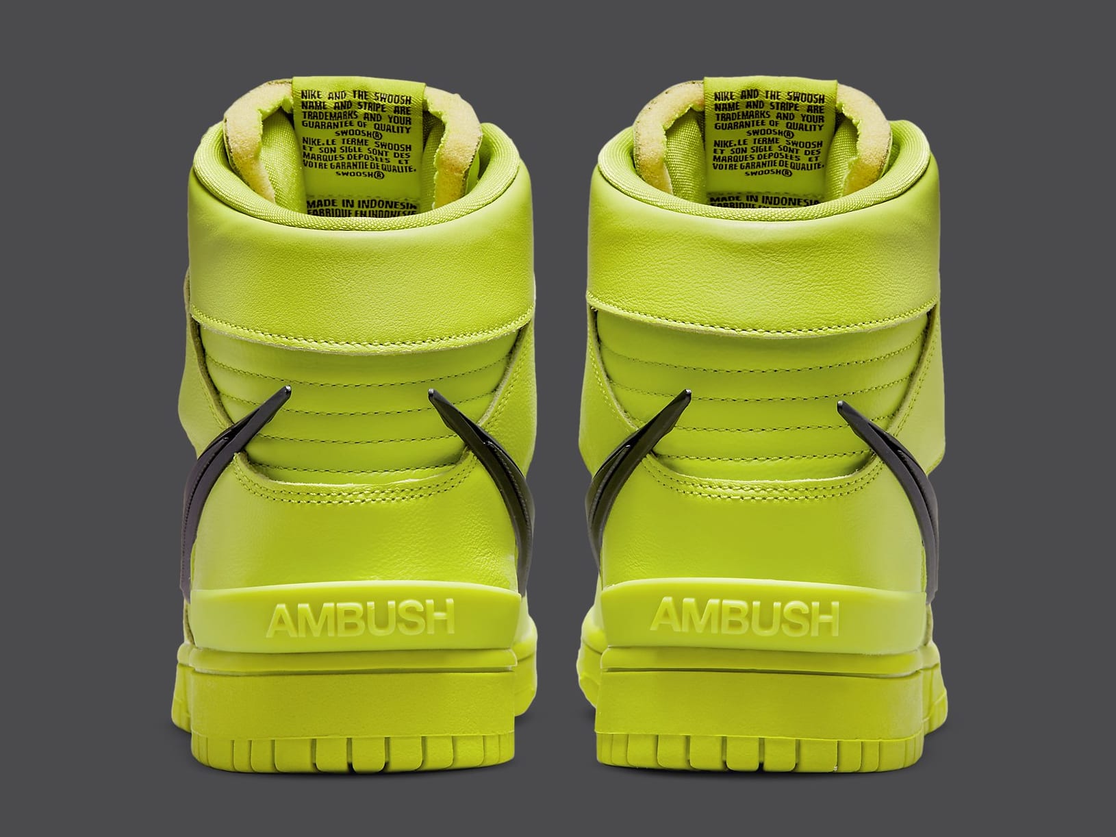 Ambush x Nike Dunk High Atomic Green Release Date CU7544-300 Heel