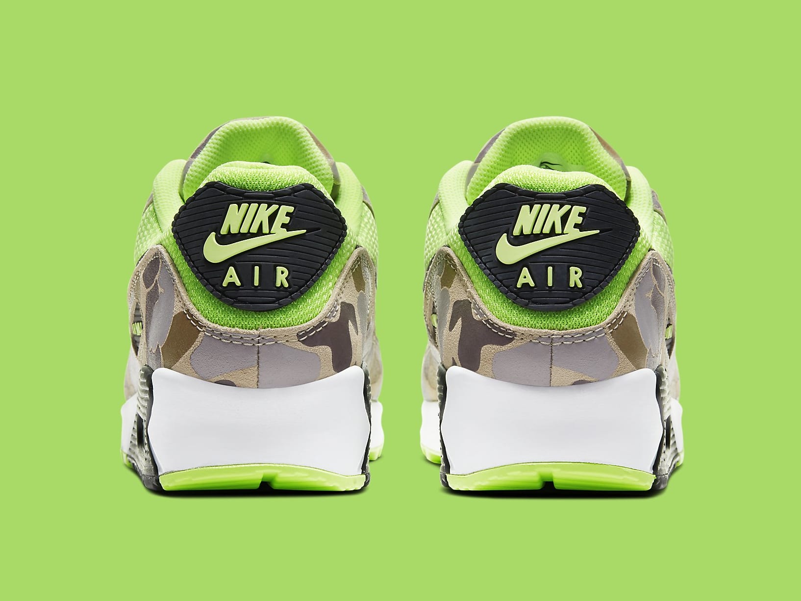 Nike Air Max 90 Volt Duck Camo Ghost Green Release Date CW4039-300 Heel