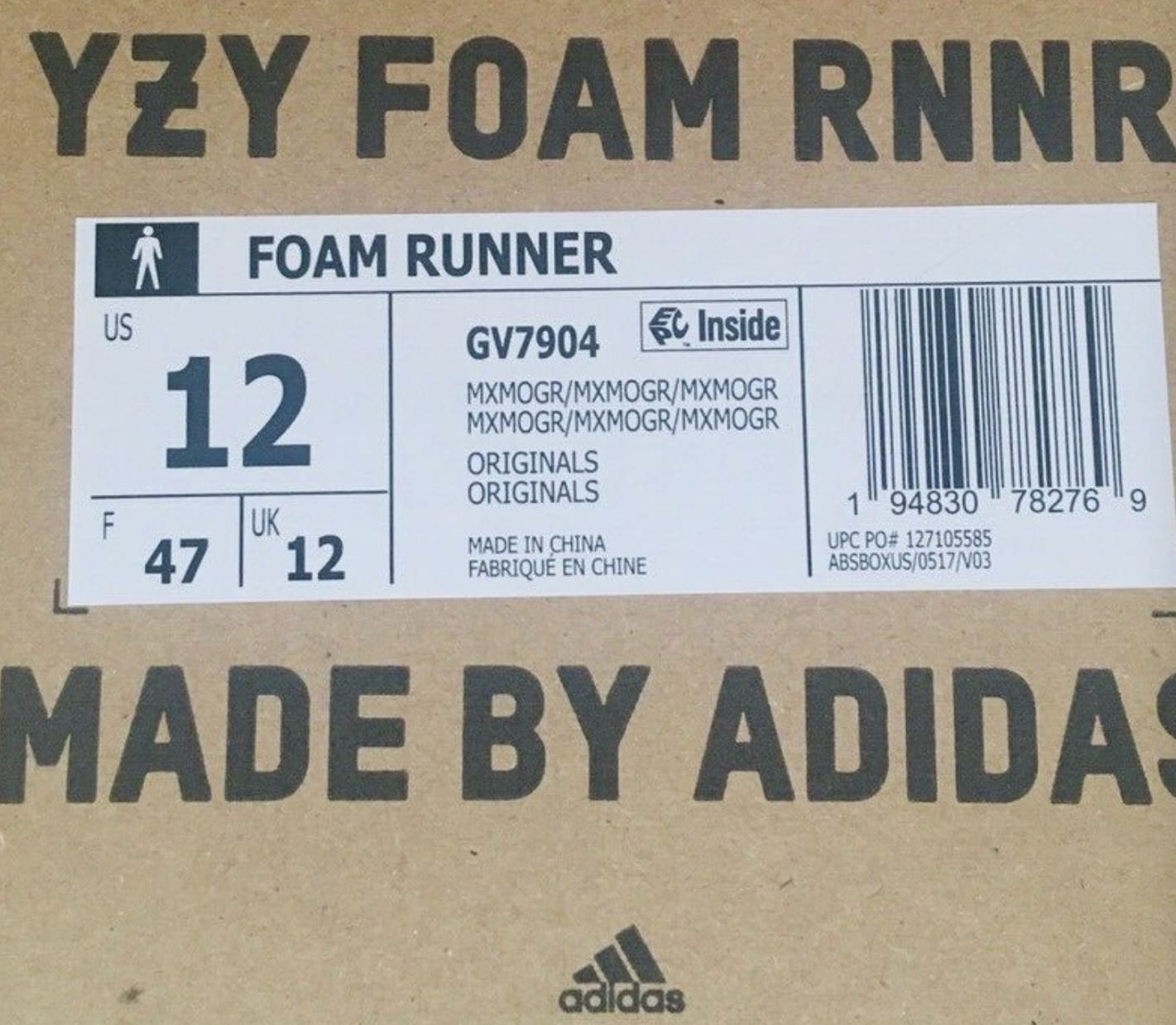 adidas Mens Yeezy Foam Runner MXT GV7904 Moon Gray - Size 8